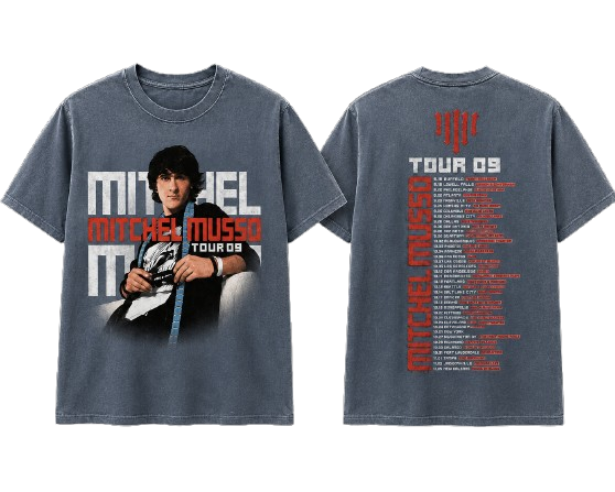 Vintage blue Tour 09 tee, front and back with tour dates